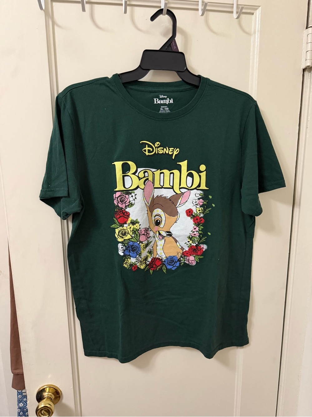 Disney Bambi Graphic Tee in Dark Green with Floral Print